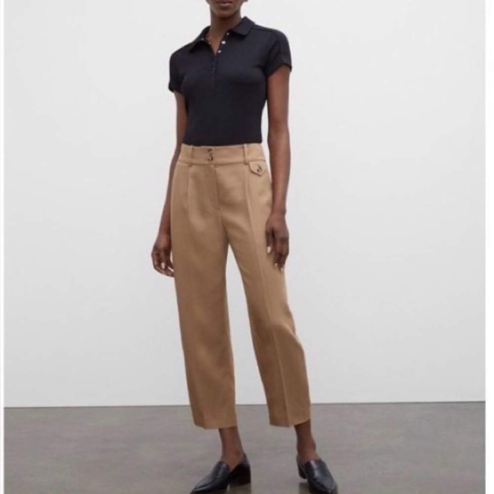 Club Monaco Slim Carrot-Leg Cropped Camel Khaki Trousers Size 8